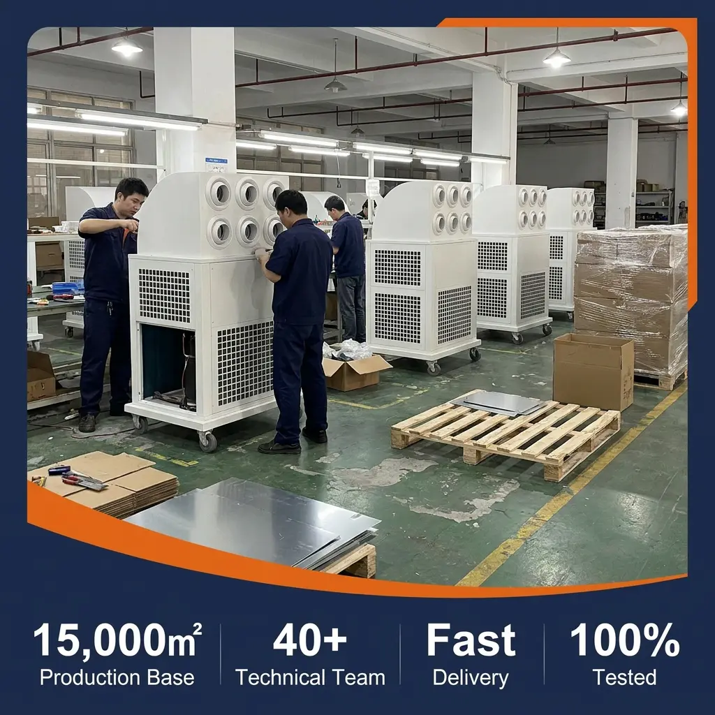 Comercio al por mayor personalizado 380V portátil todo en uno aire acondicionado industrial móvil para el sitio de construcción Taller Almacén